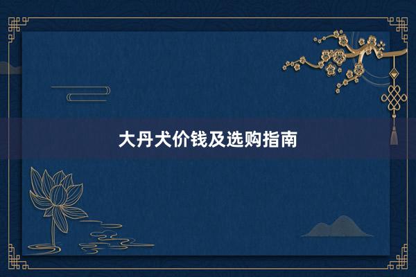大丹犬价钱及选购指南